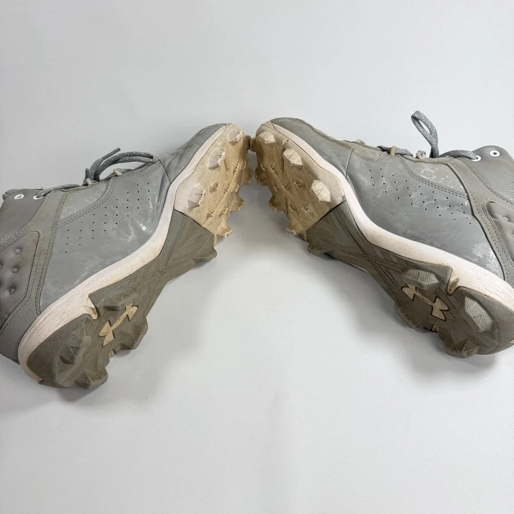 Under‎ Armour Harper 8 Mid RM Baseball Cleats Grey Metallic Mens Size 11.5